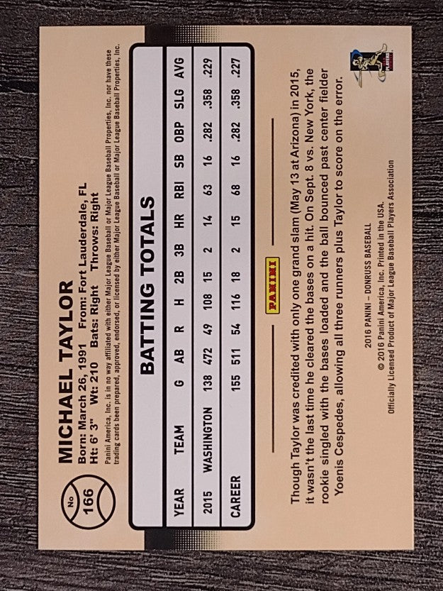 2016 Donruss #166 Michael Taylor