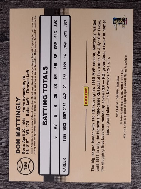2016 Donruss #186A Don Mattingly