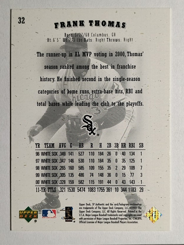 2001 SP Authentic #32 Frank Thomas