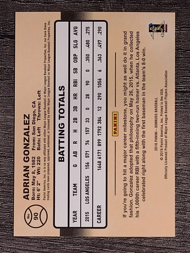 2016 Donruss #90 Adrian Gonzalez