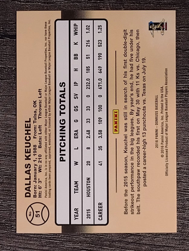 2016 Donruss #51 Dallas Keuchel