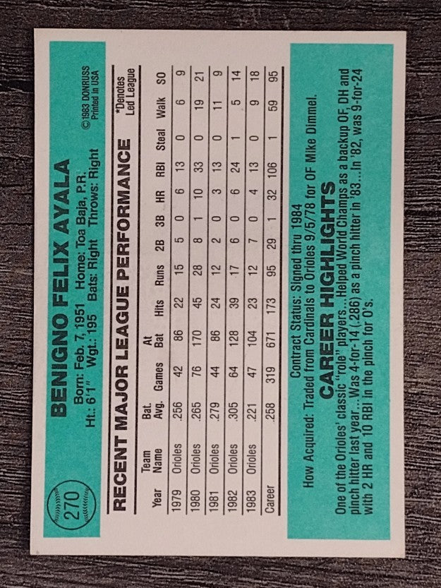 1984 Donruss #270 Benny Ayala