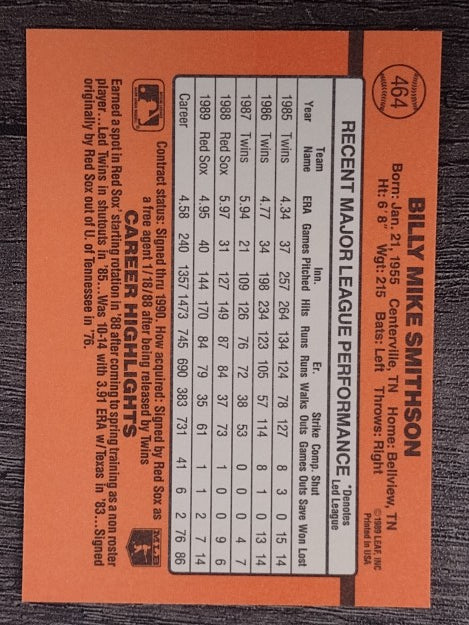 1990 Donruss #464 Mike Smithson
