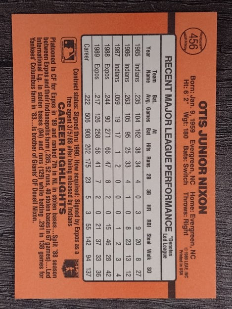 1990 Donruss #456 Otis Nixon