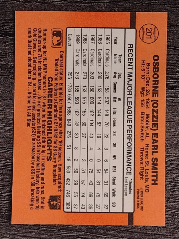 1990 Donruss #201 Ozzie Smith