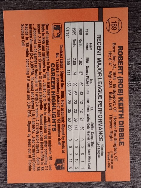 1990 Donruss #189 Rob Dibble