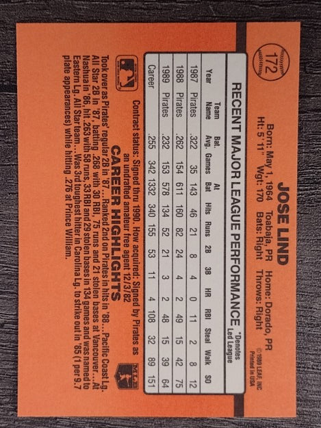 1990 Donruss #172 Jose Lind