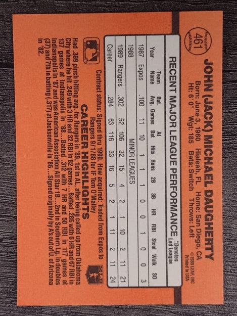 1990 Donruss #461 Jack Daugherty RC
