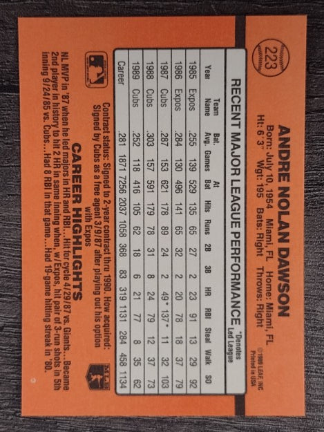 1990 Donruss #223 Andre Dawson