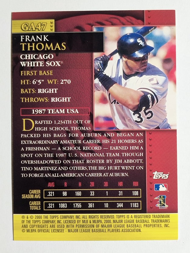 2001 Topps Golden Anniversary #GA47 Frank Thomas