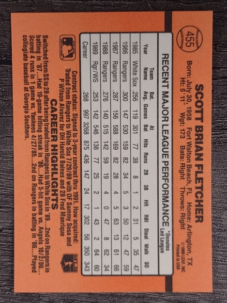 1990 Donruss #455 Scott Fletcher
