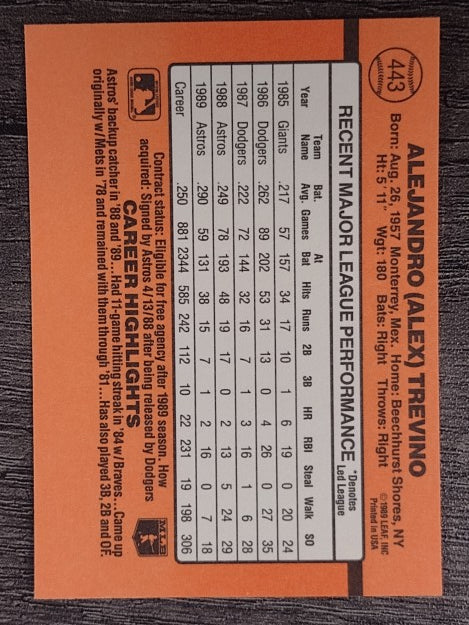 1990 Donruss #443 Alex Trevino