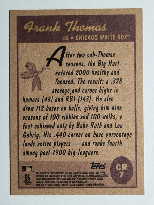 2001 Topps Heritage Classic Renditions #CR7 Frank Thomas