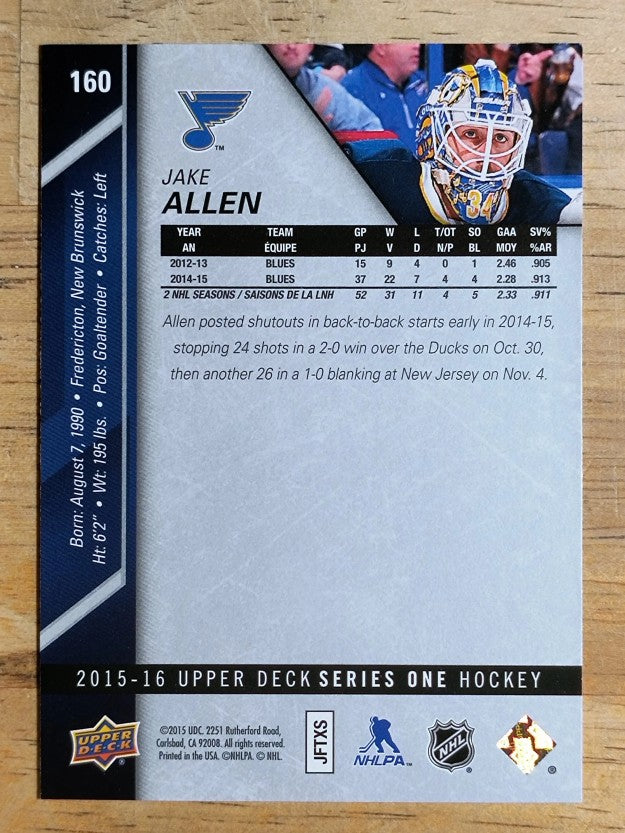 2015-16 Upper Deck #160 Jake Allen