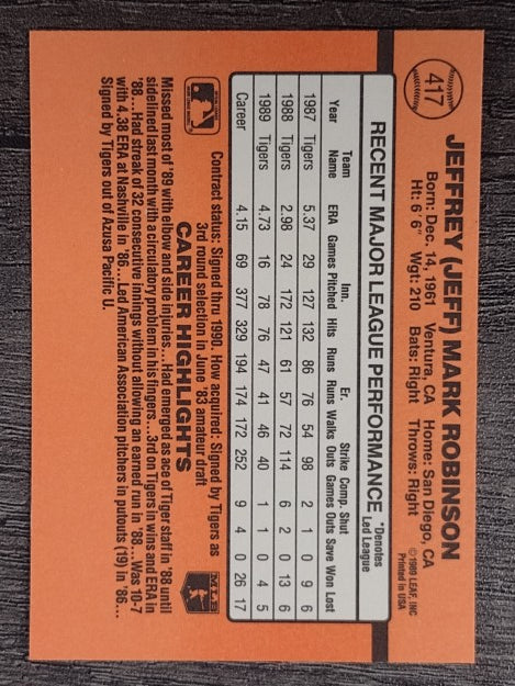 1990 Donruss #417 Jeff M. Robinson