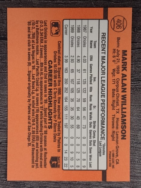 1990 Donruss #406 Mark Williamson