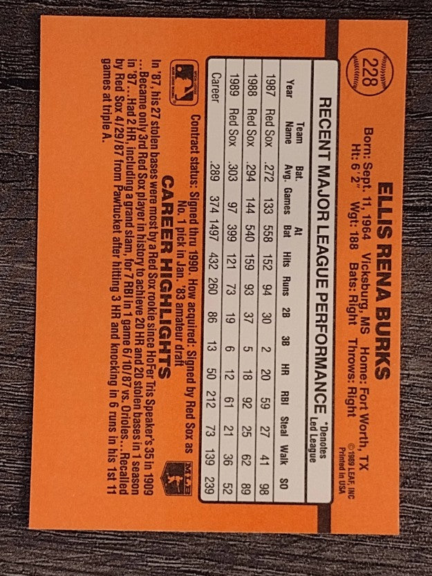 1990 Donruss #228 Ellis Burks