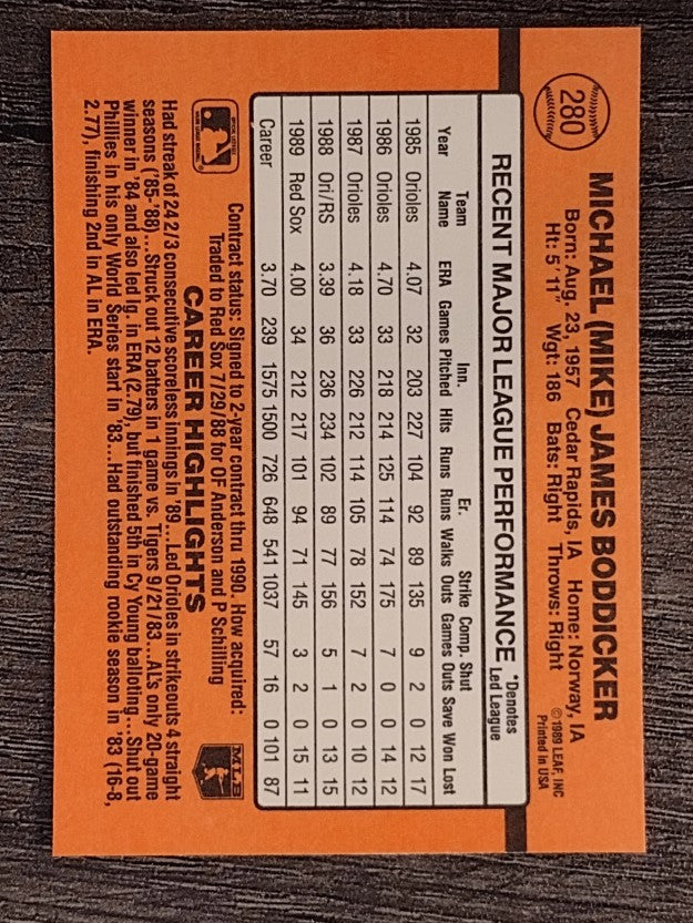 1990 Donruss #280 Mike Boddicker