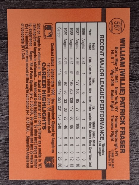1990 Donruss #587 Willie Fraser DP