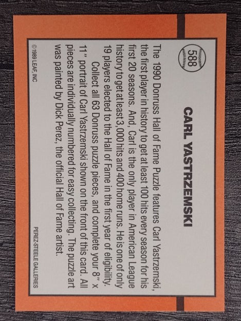 1990 Donruss #588 Carl Yastrzemski/Puzzle Card
