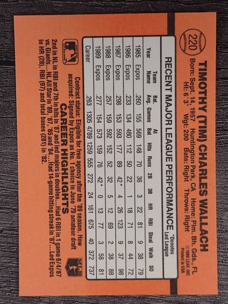 1990 Donruss #220 Tim Wallach