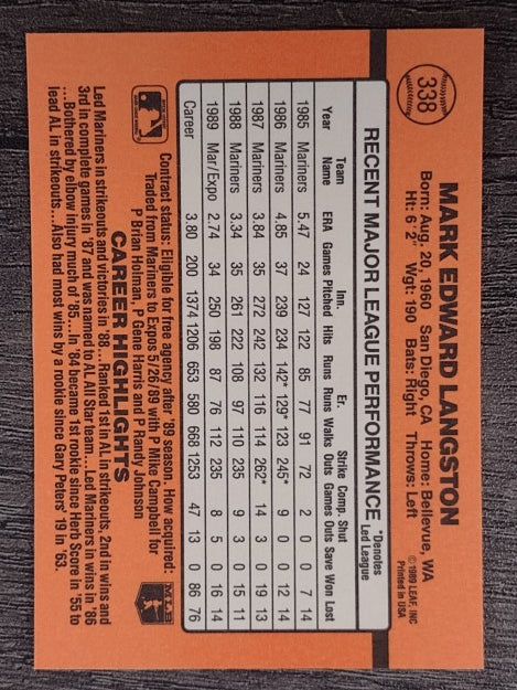 1990 Donruss #338 Mark Langston