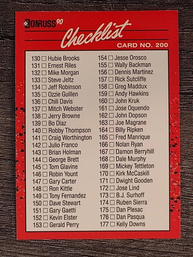1990 Donruss #200A Checklist 130-231