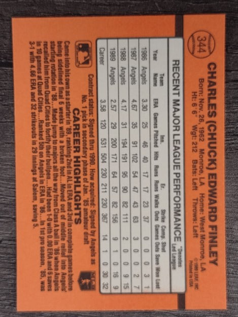 1990 Donruss #344 Chuck Finley