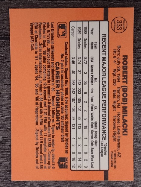 1990 Donruss #333 Bob Milacki