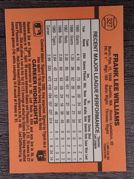 1990 Donruss #327 Frank Williams