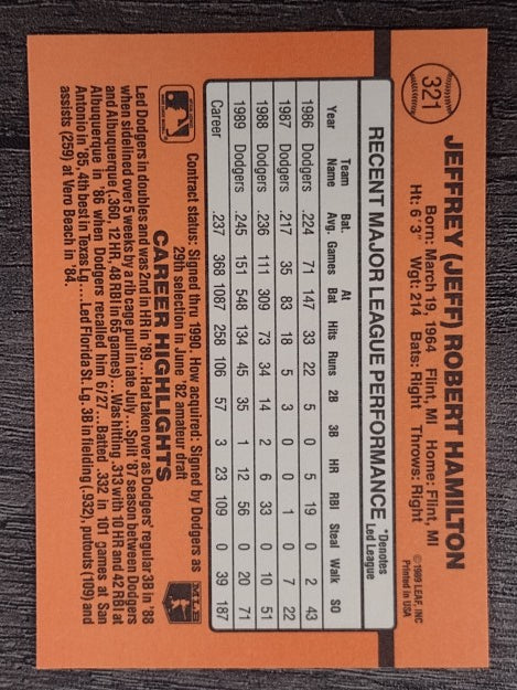 1990 Donruss #321 Jeff Hamilton