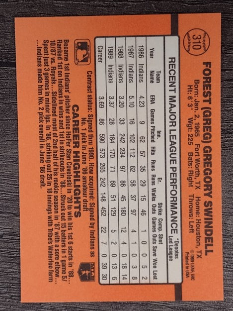 1990 Donruss #310 Greg Swindell