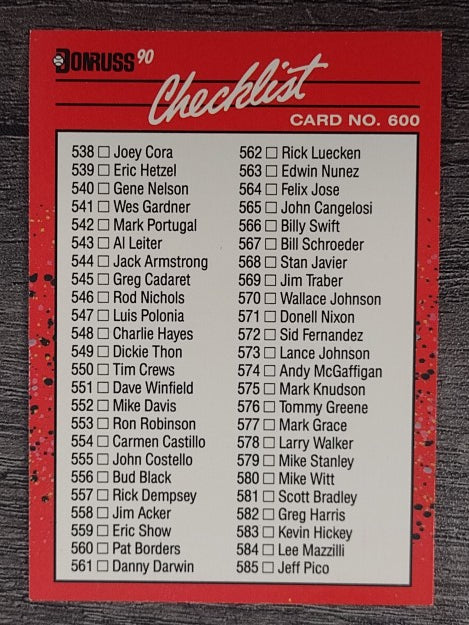 1990 Donruss #600A Checklist 538-639