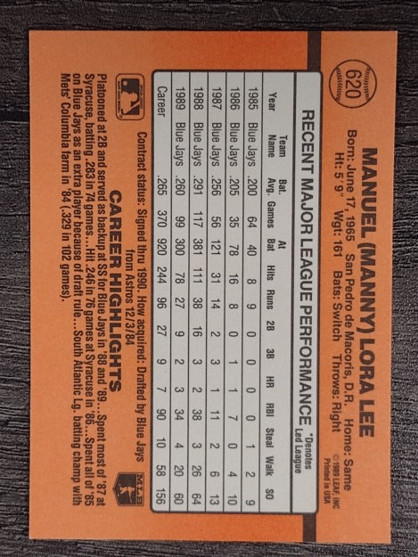 1990 Donruss #620 Manny Lee
