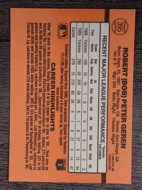 1990 Donruss #395 Bob Geren