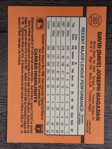 1990 Donruss #383 Dave Magadan