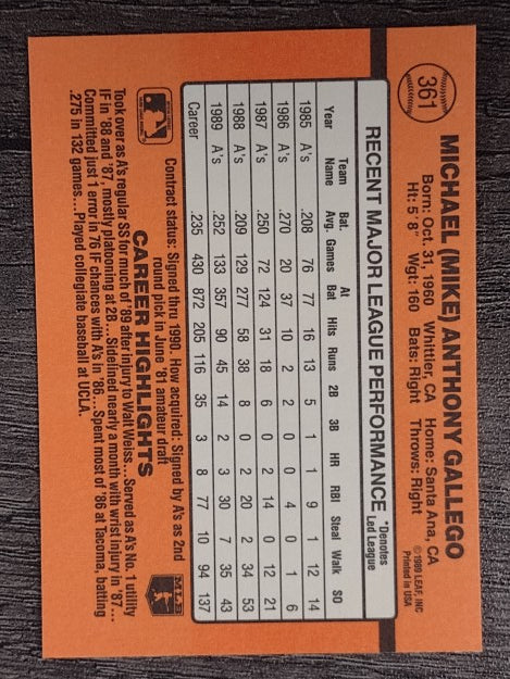 1990 Donruss #361 Mike Gallego