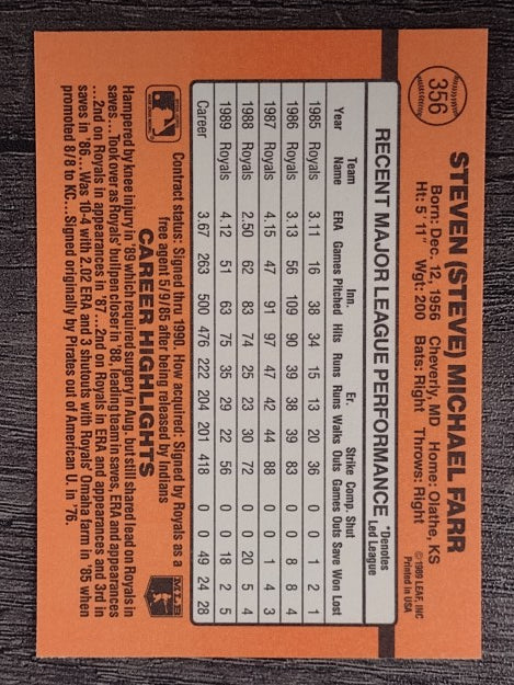 1990 Donruss #356 Steve Farr