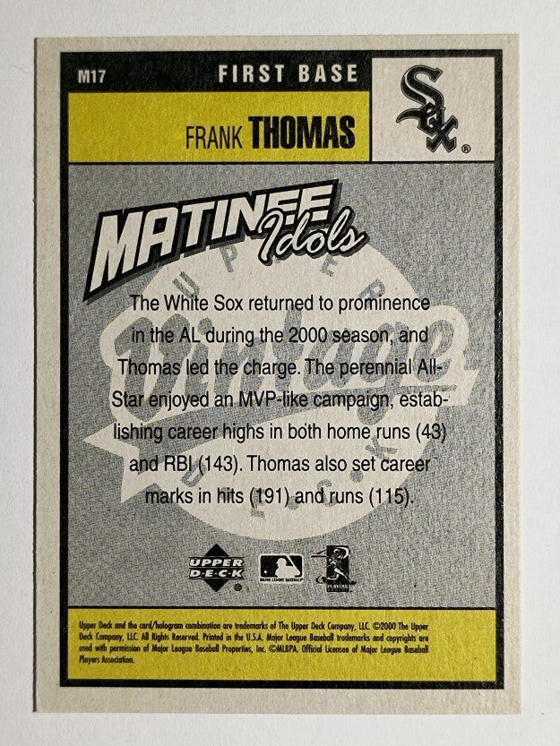 2001 Upper Deck Vintage Matinee Idols #M17 Frank Thomas