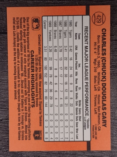 1990 Donruss #429 Chuck Cary