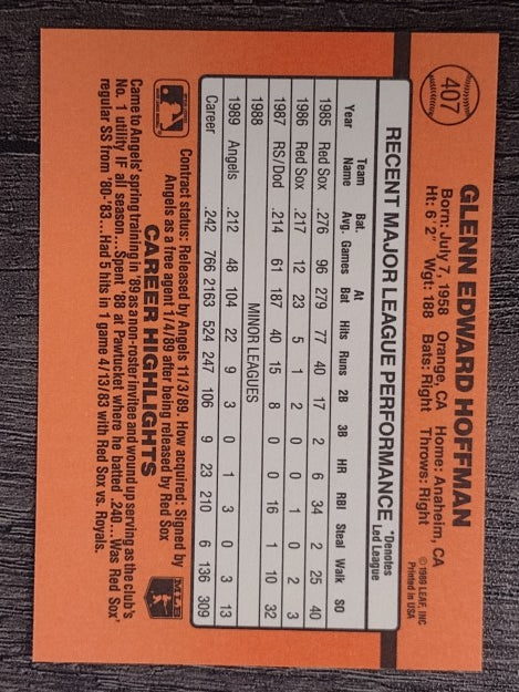 1990 Donruss #407 Glenn Hoffman