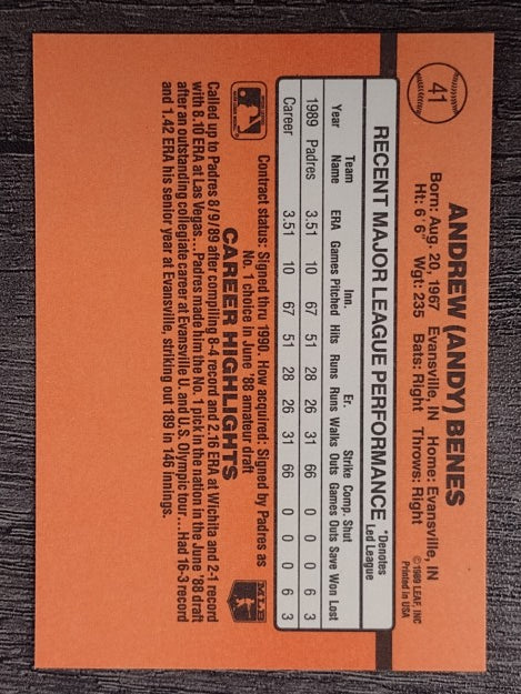 1990 Donruss #41 Andy Benes