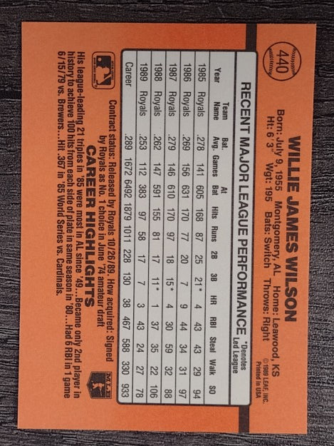 1990 Donruss #440 Willie Wilson