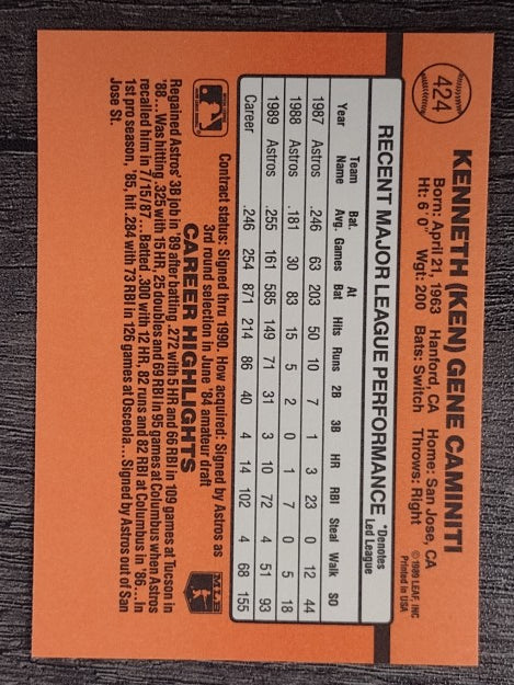 1990 Donruss #424 Ken Caminiti