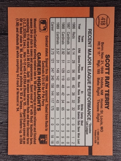 1990 Donruss #418 Scott Terry