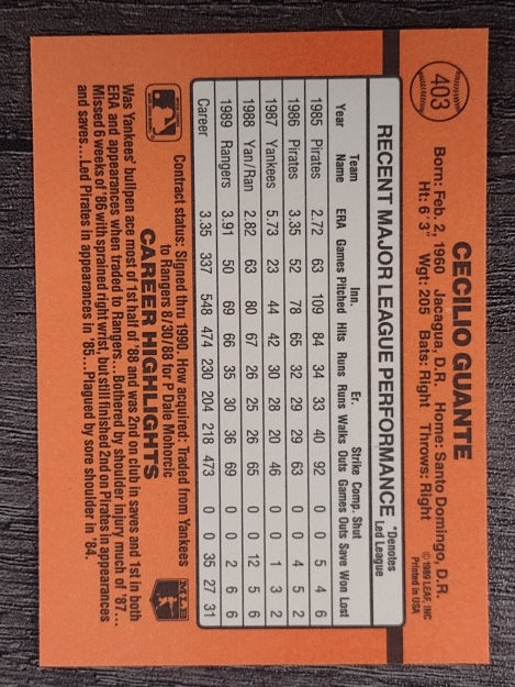1990 Donruss #403 Cecilio Guante