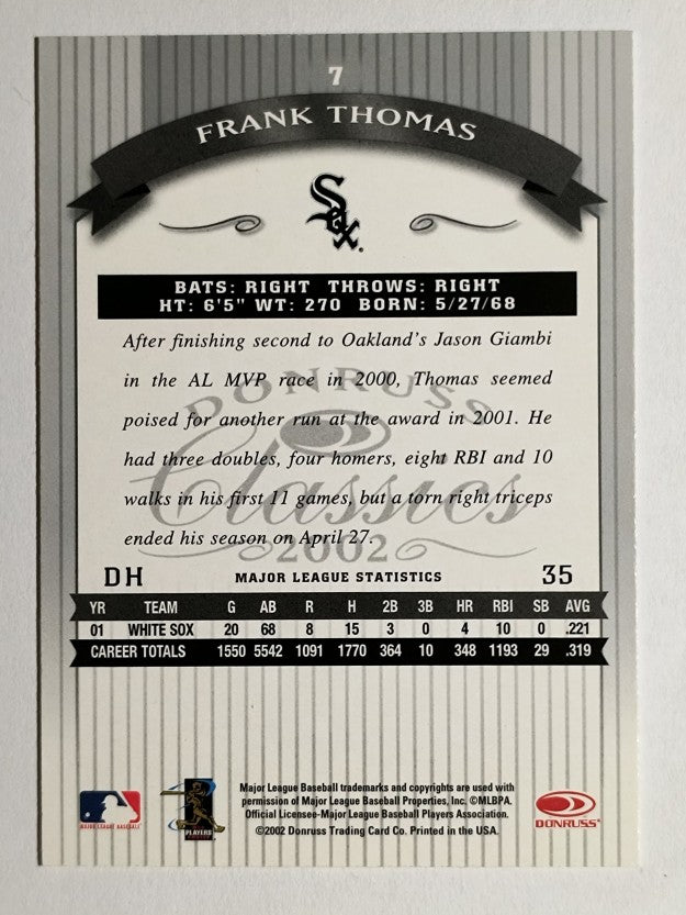 2002 Donruss Classics #7 Frank Thomas