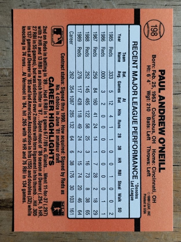 1990 Donruss #198 Paul O'Neill