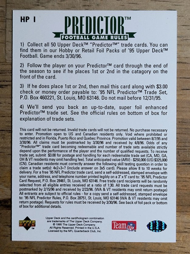 1995 Upper Deck Predictor Award Winners #HP1 Dan Marino