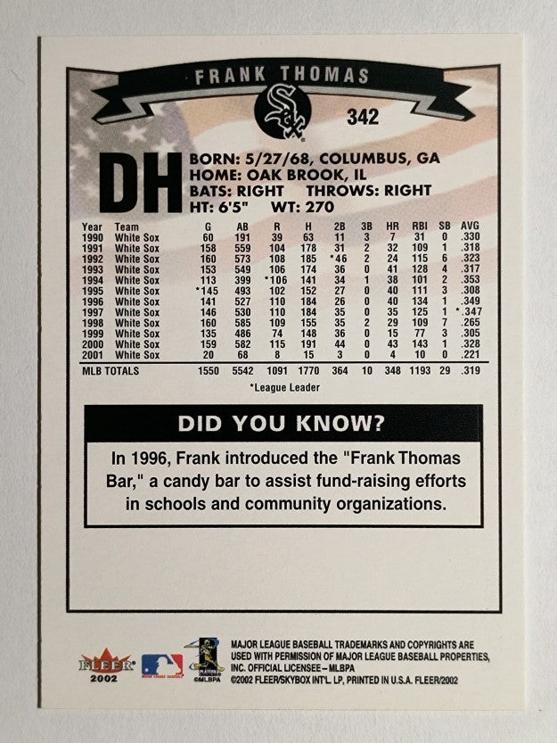 2002 Fleer #342 Frank Thomas